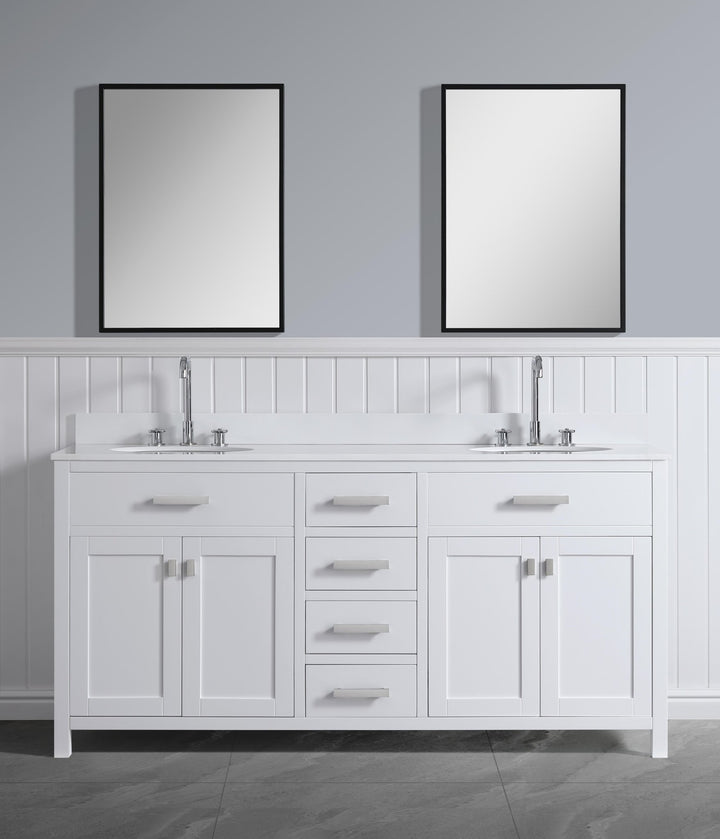 London 71.5" Double Sink Vanity Cabinet Only in White - Design Element Bath Kitchen - Bathroom Vanity - 