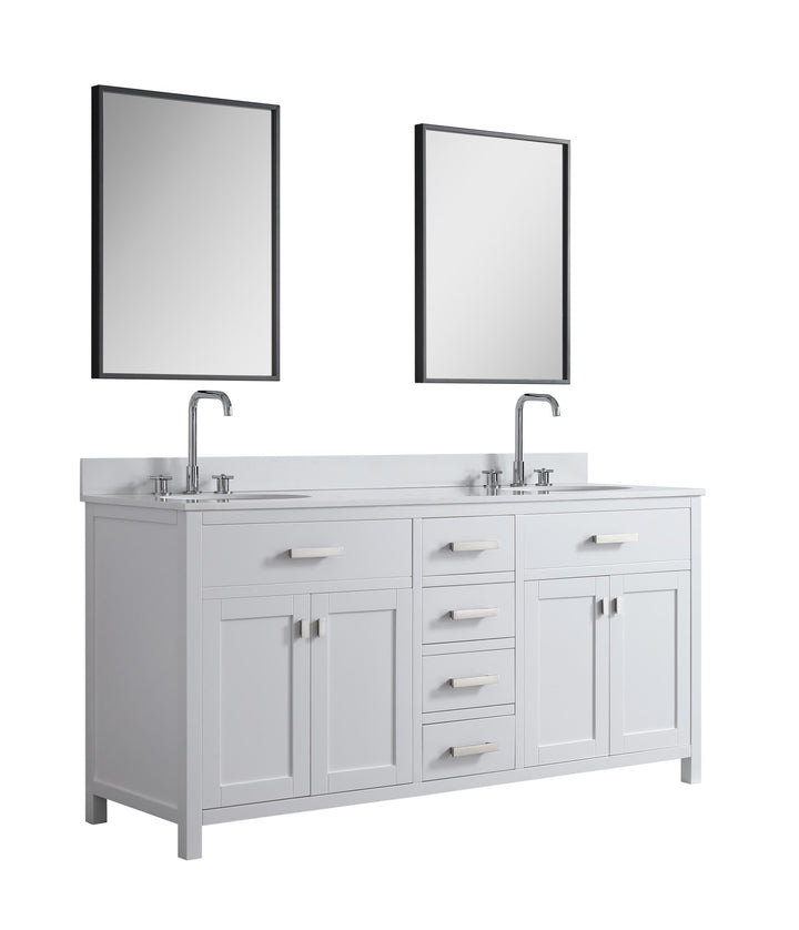 London 71.5" Double Sink Vanity Cabinet Only in White - Design Element Bath Kitchen - Bathroom Vanity - 