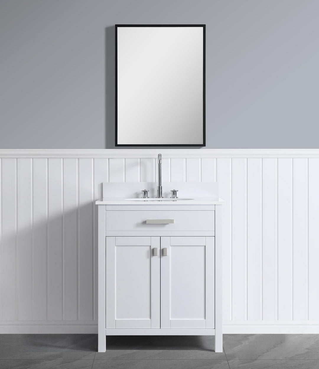 London 29.5" Single Sink Vanity Cabinet Only in White - Design Element Bath Kitchen - Bathroom Vanity - 