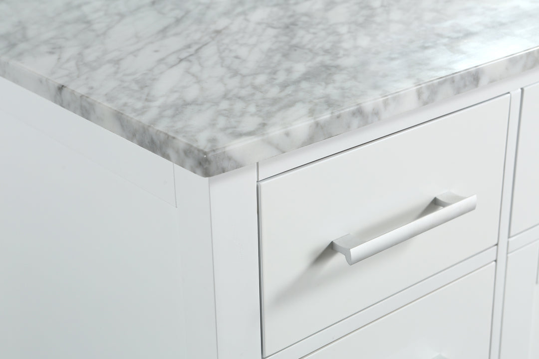 London 54" Single Sink Vanity in White with Marble Vanity Top with Matching Mirror - Design Element Bath Kitchen - Bathroom Vanity - 