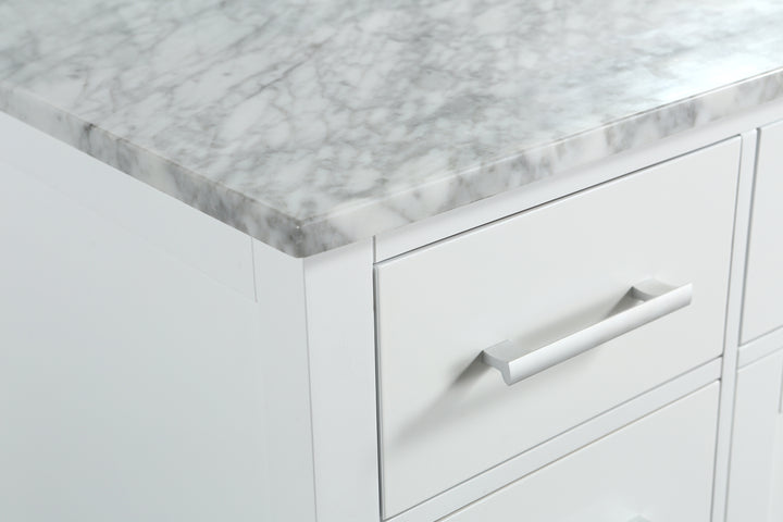 London 54" Single Sink Vanity in White with Marble Vanity Top with Matching Mirror - Design Element Bath Kitchen - Bathroom Vanity - 