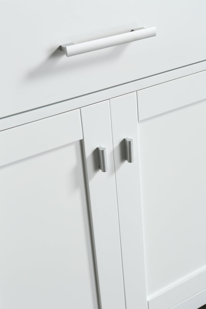 London 54" Single Sink Vanity in White with Marble Vanity Top with Matching Mirror - Design Element Bath Kitchen - Bathroom Vanity - 
