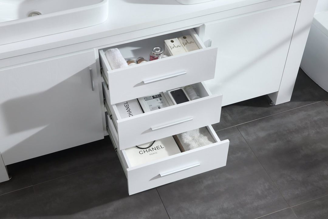 Washington 72" Double Sink Vanity with Wood Vanity Top and Mirror - Design Element Bath Kitchen - Bathroom Vanity - Espresso with Silver Satin Hardware