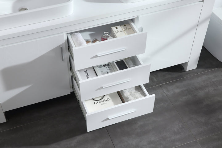 Washington 72" Double Sink Vanity with Wood Vanity Top and Mirror - Design Element Bath Kitchen - Bathroom Vanity - Espresso with Silver Satin Hardware