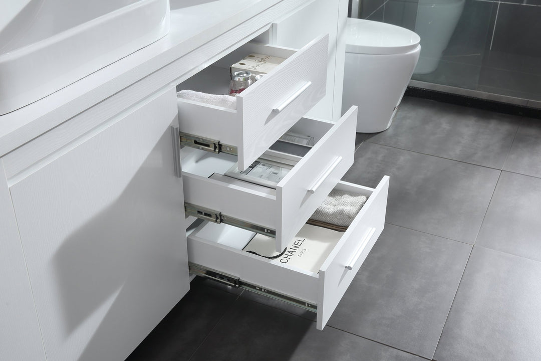 Washington 72" Double Sink Vanity with Wood Vanity Top and Mirror - Design Element Bath Kitchen - Bathroom Vanity - Espresso with Silver Satin Hardware