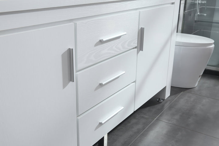 Washington 72" Double Sink Vanity with Wood Vanity Top and Mirror - Design Element Bath Kitchen - Bathroom Vanity - Espresso with Silver Satin Hardware