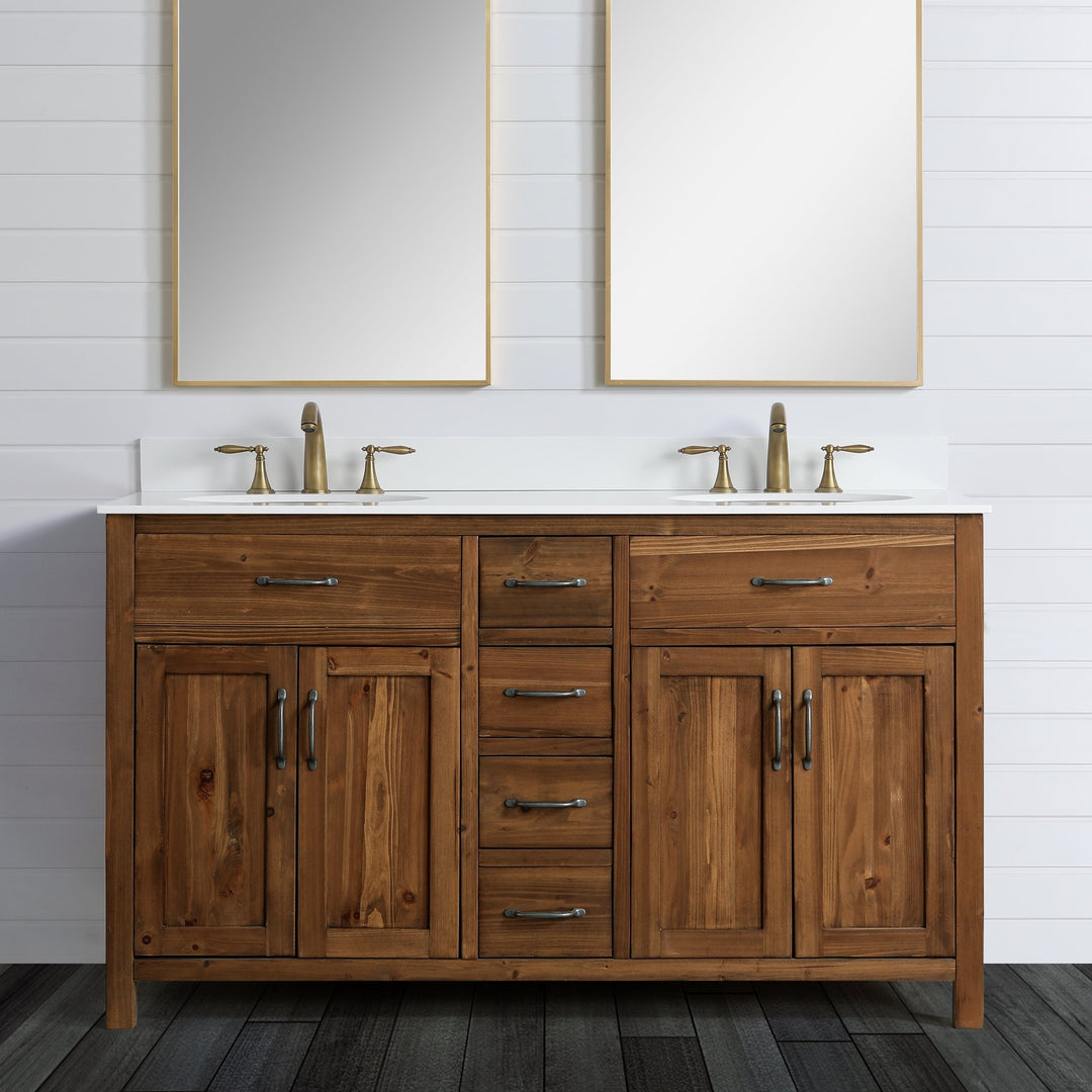 Bryson 60" Vanity Base Only in Walnut - Design Element Bath Kitchen - Bathroom Vanity - 