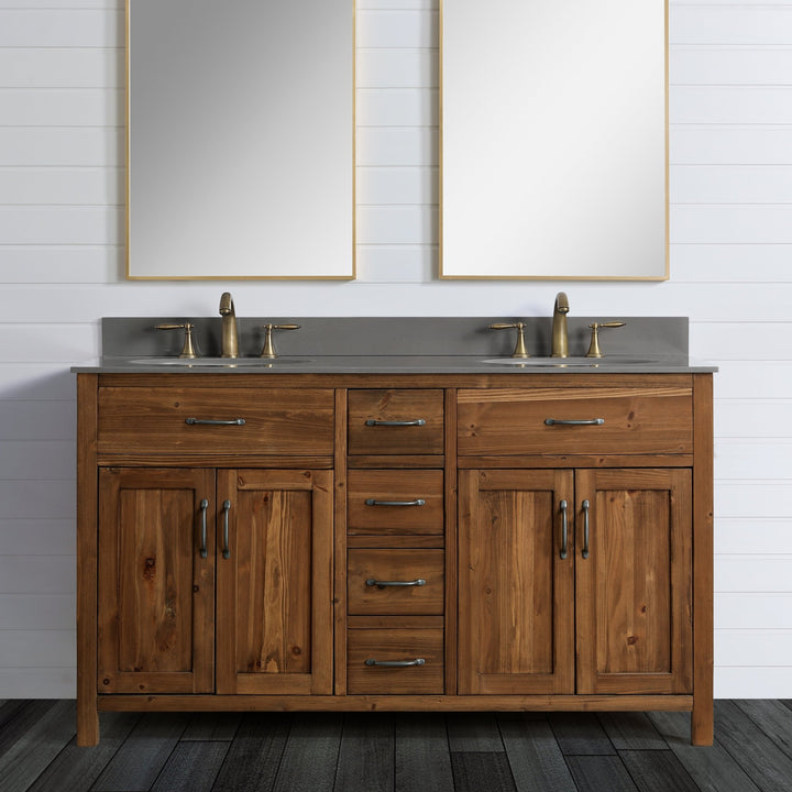 Bryson 60" Vanity Base Only in Walnut - Design Element Bath Kitchen - Bathroom Vanity - 