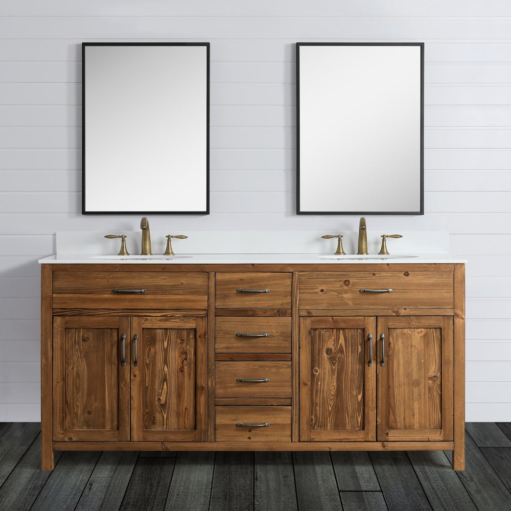 Bryson 72" Vanity Base Only in Walnut - Design Element Bath Kitchen - Bathroom Vanity - 