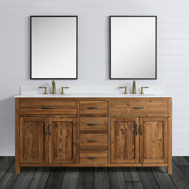 Bryson 72" Vanity Base Only in Walnut - Design Element Bath Kitchen - Bathroom Vanity - 