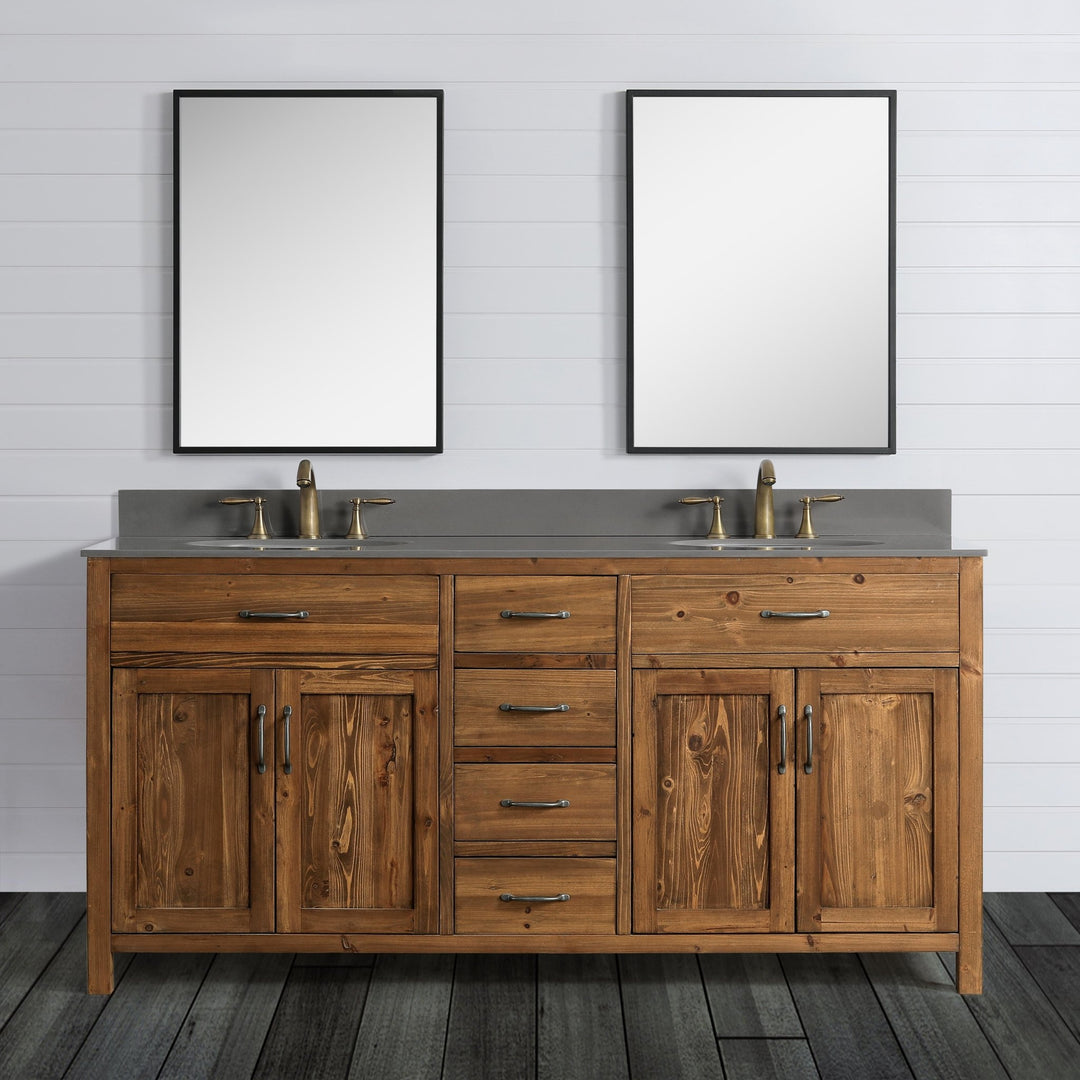 Bryson 72" Vanity Base Only in Walnut - Design Element Bath Kitchen - Bathroom Vanity - 