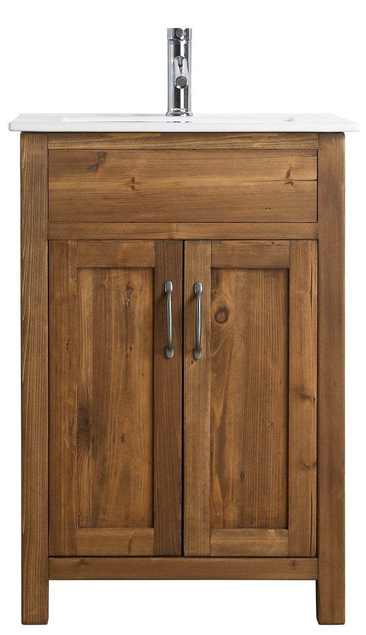 Bryson 24" Single Sink Vanity In Walnut with Porcelain Top - Design Element Bath Kitchen - Bathroom Vanity - 