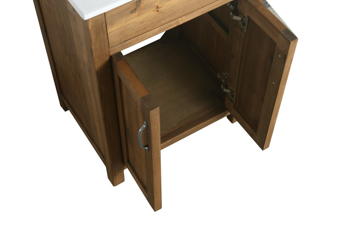 Bryson 24" Single Sink Vanity In Walnut with Porcelain Top - Design Element Bath Kitchen - Bathroom Vanity - 