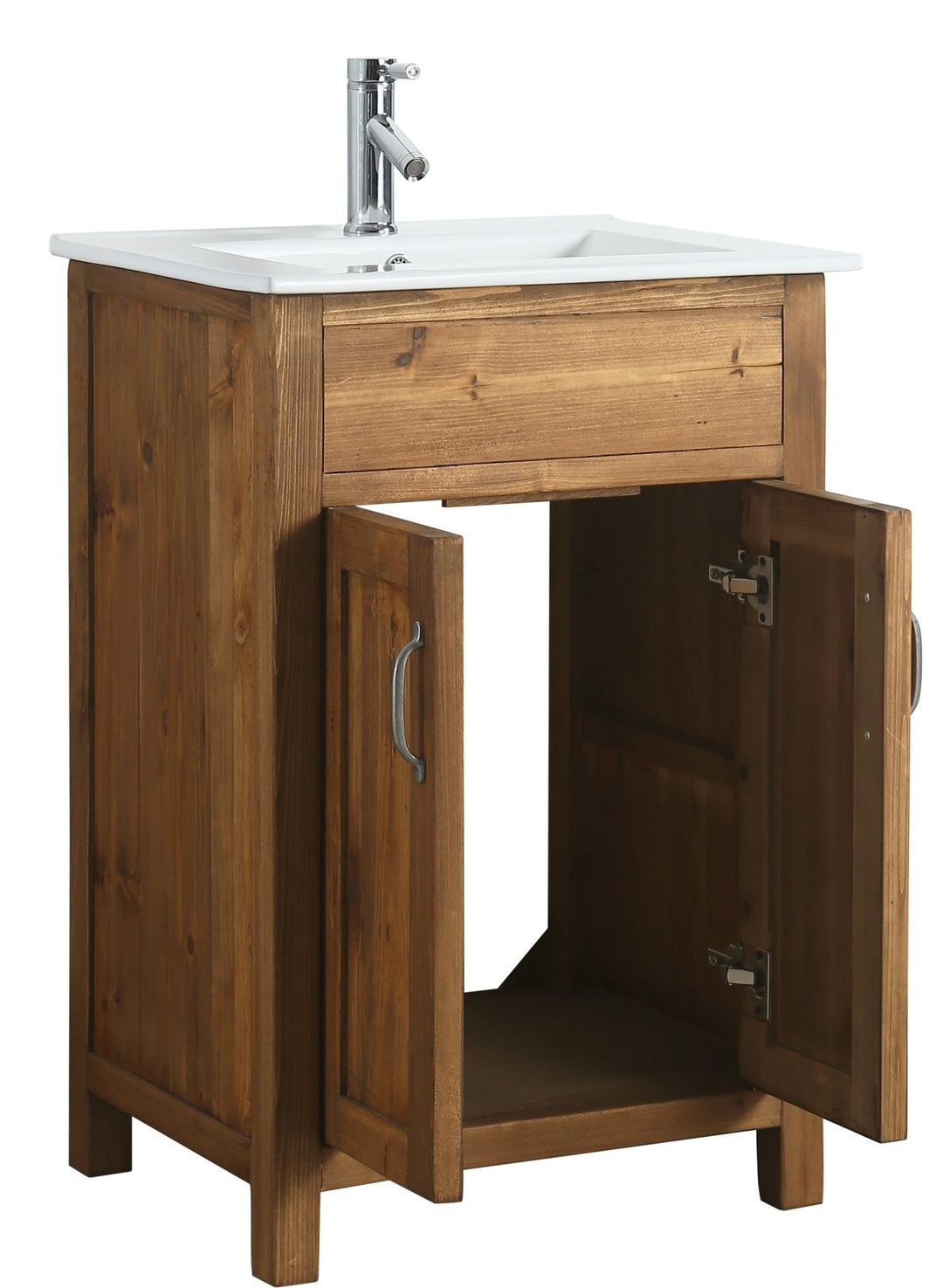 Bryson 24" Single Sink Vanity In Walnut with Porcelain Top - Design Element Bath Kitchen - Bathroom Vanity - 