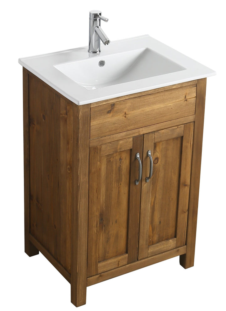 Bryson 24" Single Sink Vanity In Walnut with Porcelain Top - Design Element Bath Kitchen - Bathroom Vanity - 