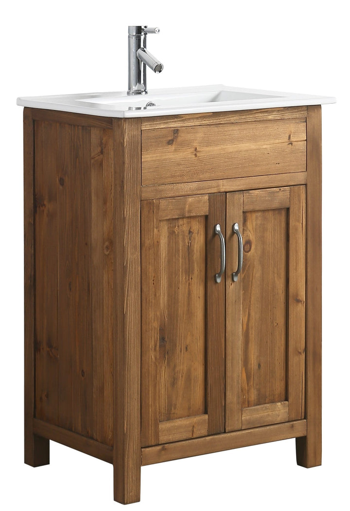 Bryson 24" Single Sink Vanity In Walnut with Porcelain Top - Design Element Bath Kitchen - Bathroom Vanity - 