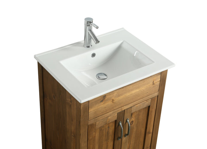 Bryson 24" Single Sink Vanity In Walnut with Porcelain Top - Design Element Bath Kitchen - Bathroom Vanity - 