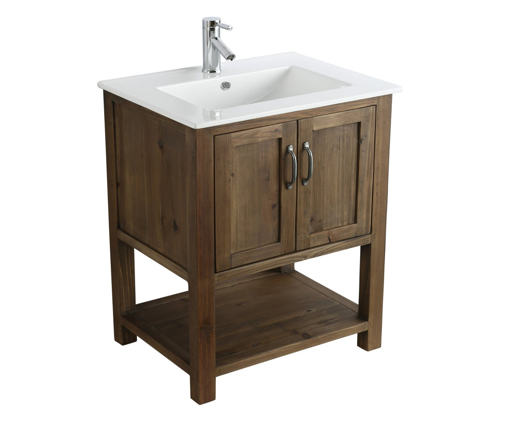 Austin 30" Single Sink Vanity In Walnut with Porcelain Top - Design Element Bath Kitchen - Bathroom Vanity - 