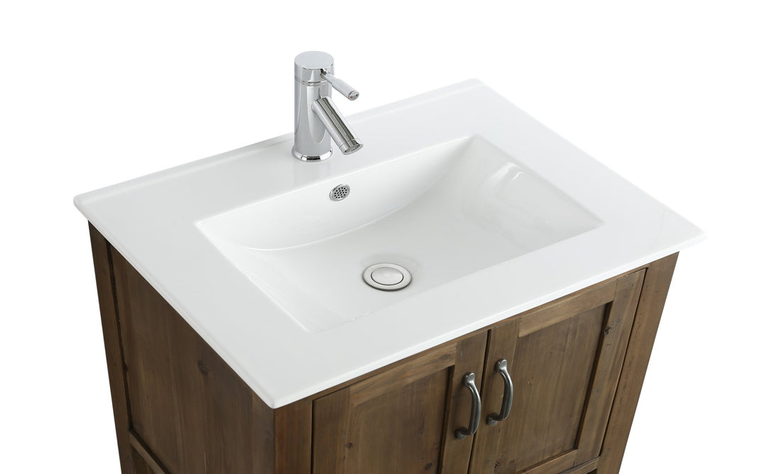 Austin 30" Single Sink Vanity In Walnut with Porcelain Top - Design Element Bath Kitchen - Bathroom Vanity - 