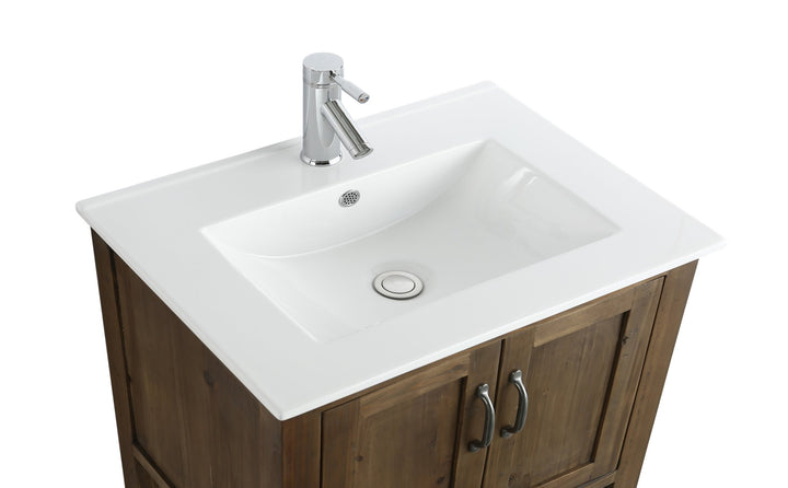 Austin 30" Single Sink Vanity In Walnut with Porcelain Top - Design Element Bath Kitchen - Bathroom Vanity - 