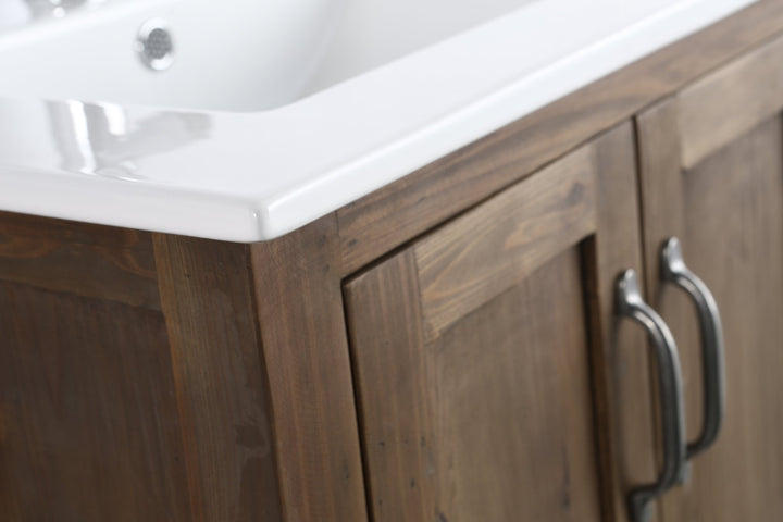 Austin 30" Single Sink Vanity In Walnut with Porcelain Top - Design Element Bath Kitchen - Bathroom Vanity - 