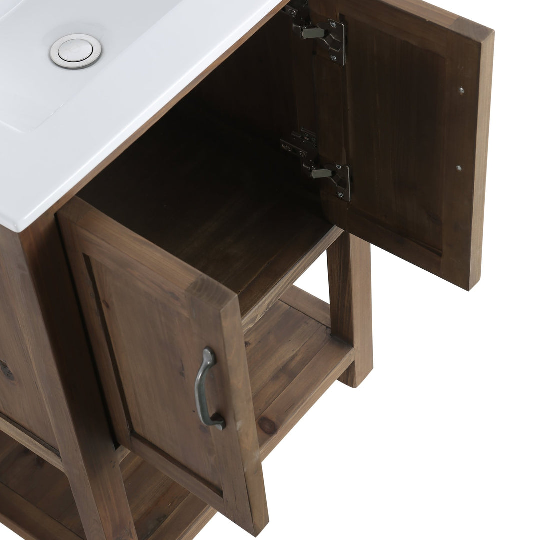 Austin 30" Single Sink Vanity In Walnut with Porcelain Top - Design Element Bath Kitchen - Bathroom Vanity - 