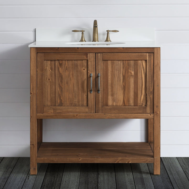 Austin 36" Vanity Base Built With Reclaimed Wood in Walnut Finish - Design Element Bath Kitchen - Bathroom Vanity - 