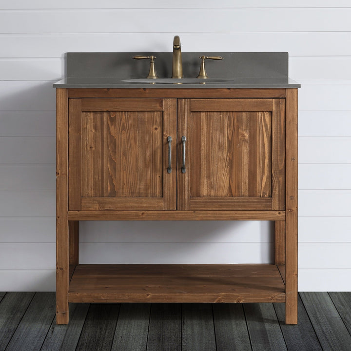 Austin 36" Vanity Base Built With Reclaimed Wood in Walnut Finish - Design Element Bath Kitchen - Bathroom Vanity - 