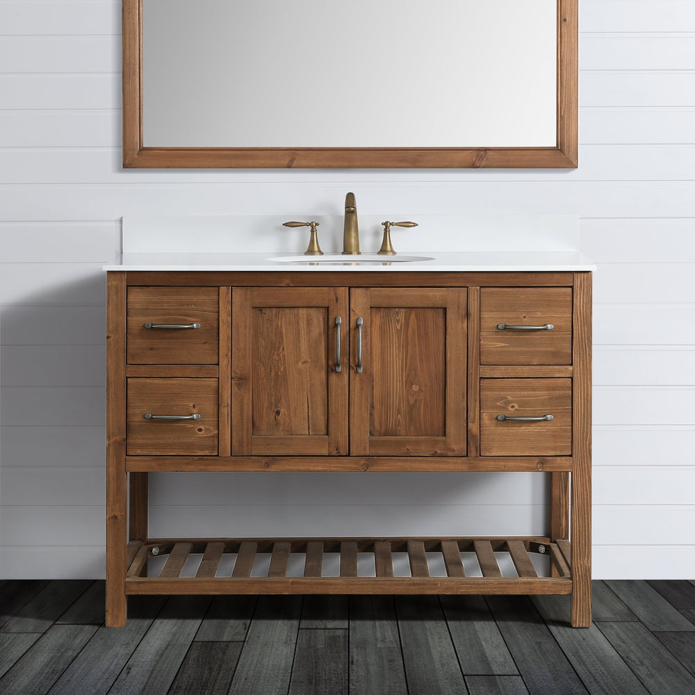 Austin 48" Vanity Base Built With Reclaimed Wood in Walnut Finish - Design Element Bath Kitchen - Bathroom Vanity - 