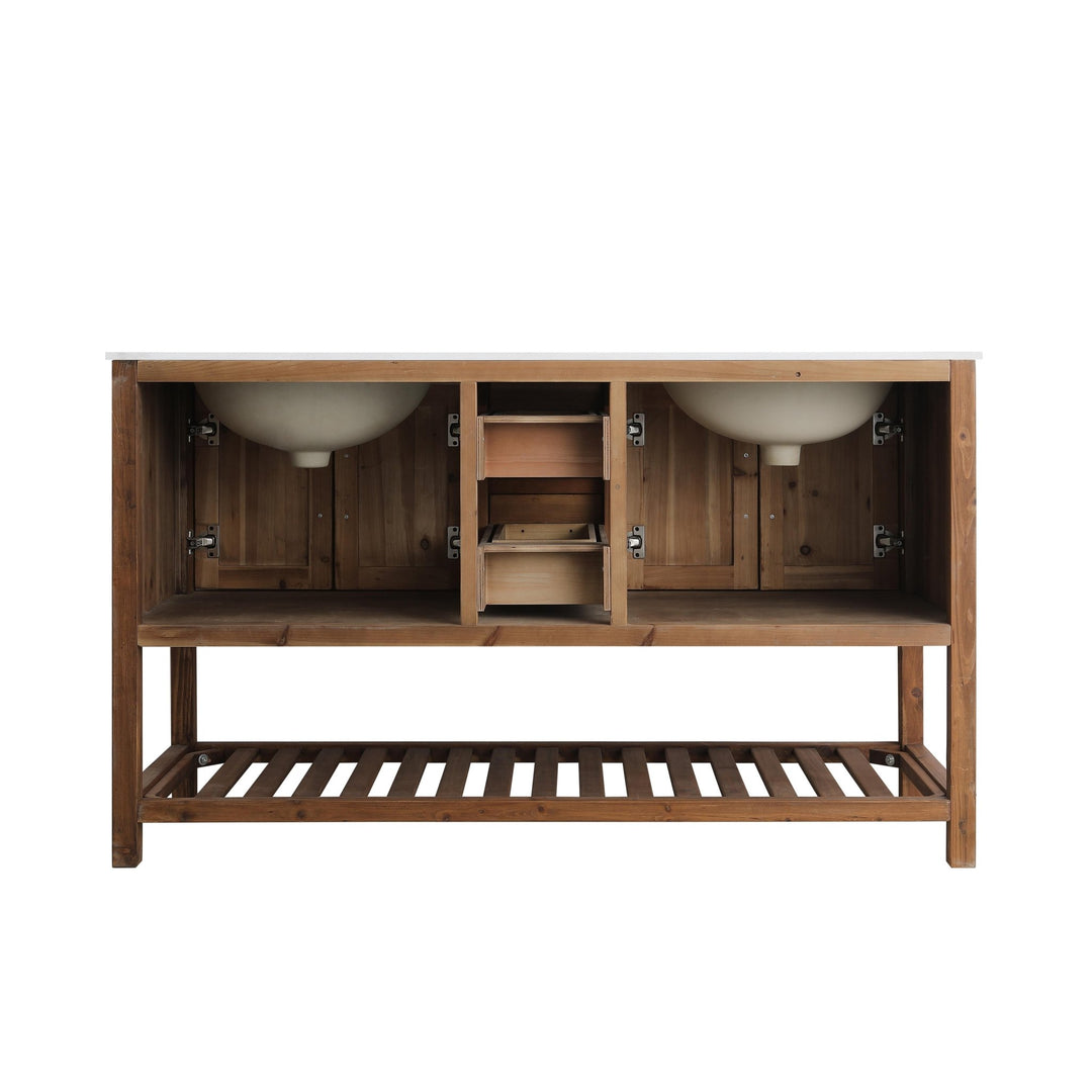 Austin 60" Vanity Base Built With Reclaimed Wood in Walnut Finish - Design Element Bath Kitchen - Bathroom Vanity - 