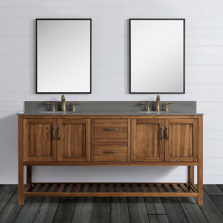 Austin 72" Vanity Base Built With Reclaimed Wood in Walnut Finish - Design Element Bath Kitchen - Bathroom Vanity - 