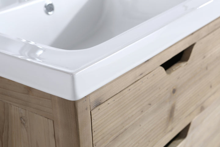 Fredric 24" Single Sink Vanity in Natural with Porcelain Top - Design Element Bath Kitchen - Bathroom Vanity - 