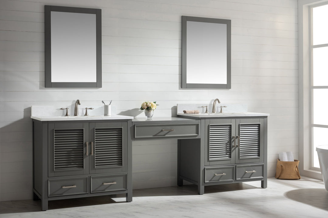 Estate 102" Double Sink Bathroom Vanity Modular Set with White Quartz Top - Design Element Bath Kitchen - Bathroom Vanity - White with Silver Satin Hardware