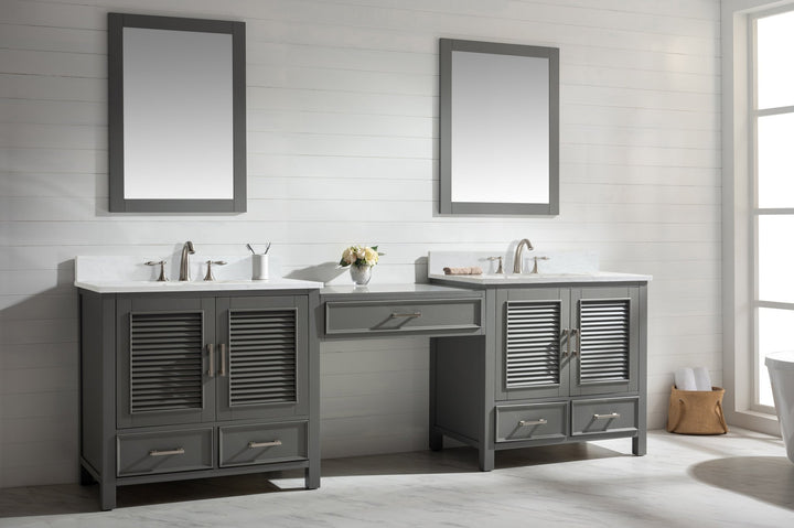 Estate 102" Double Sink Bathroom Vanity Modular Set with White Quartz Top - Design Element Bath Kitchen - Bathroom Vanity - White with Silver Satin Hardware