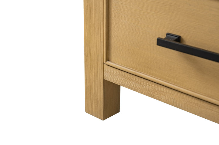 Estate 36" Single Vanity with White Quartz Top - Design Element Bath Kitchen - Bathroom Vanity - Golden Oak with Matte Black Hardware