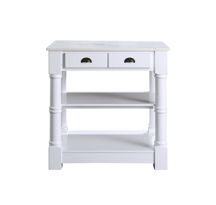 Monterey 36 " Kitchen Island With Sintered Stone Countertop in White - Design Element Bath Kitchen - Kitchen Island - 