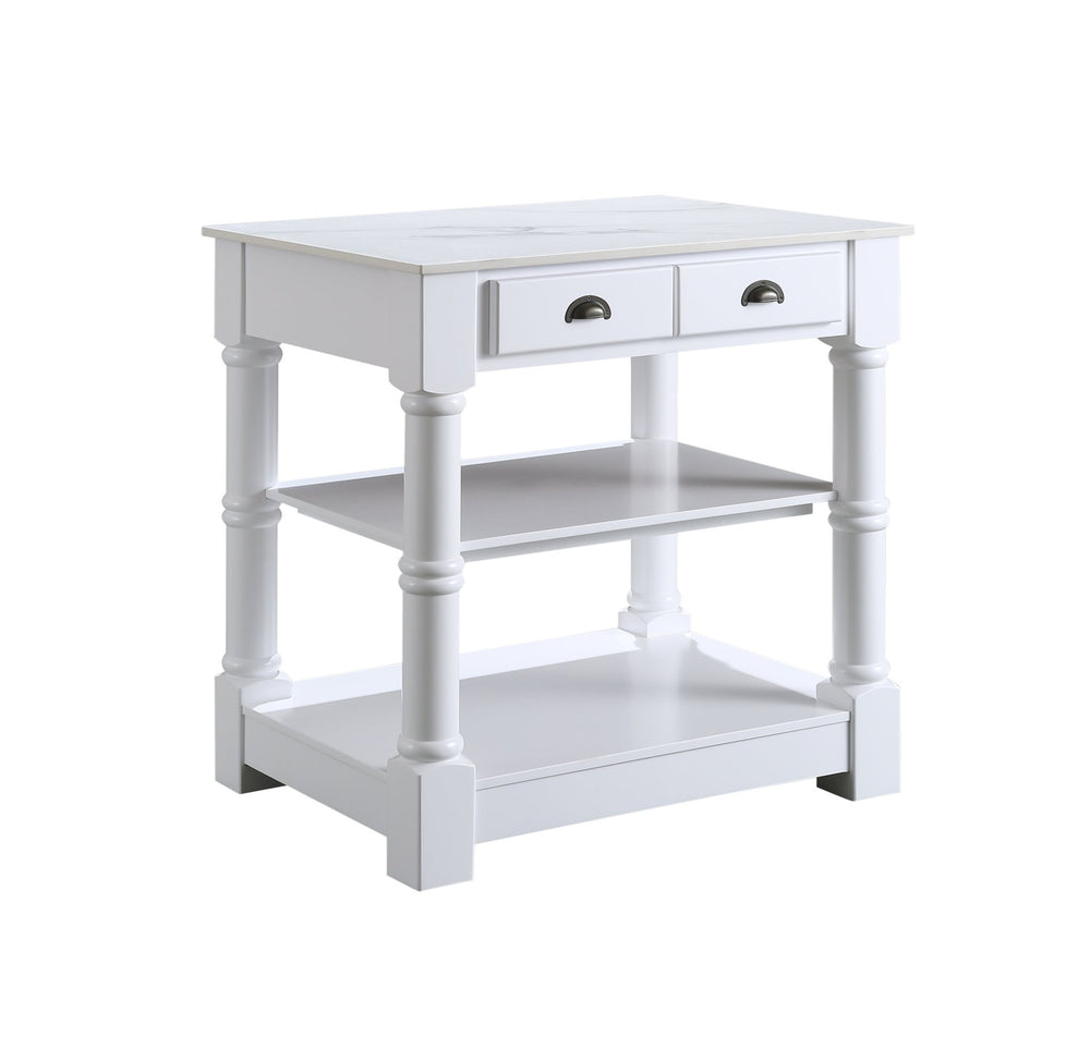 Monterey 36 " Kitchen Island With Sintered Stone Countertop in White - Design Element Bath Kitchen - Kitchen Island - 