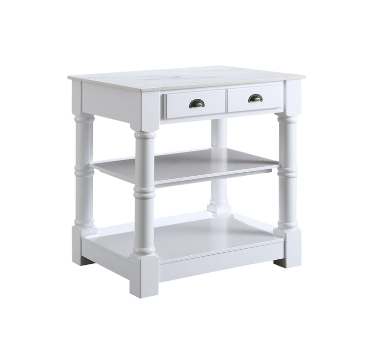 Monterey 36 " Kitchen Island With Sintered Stone Countertop in White - Design Element Bath Kitchen - Kitchen Island - 