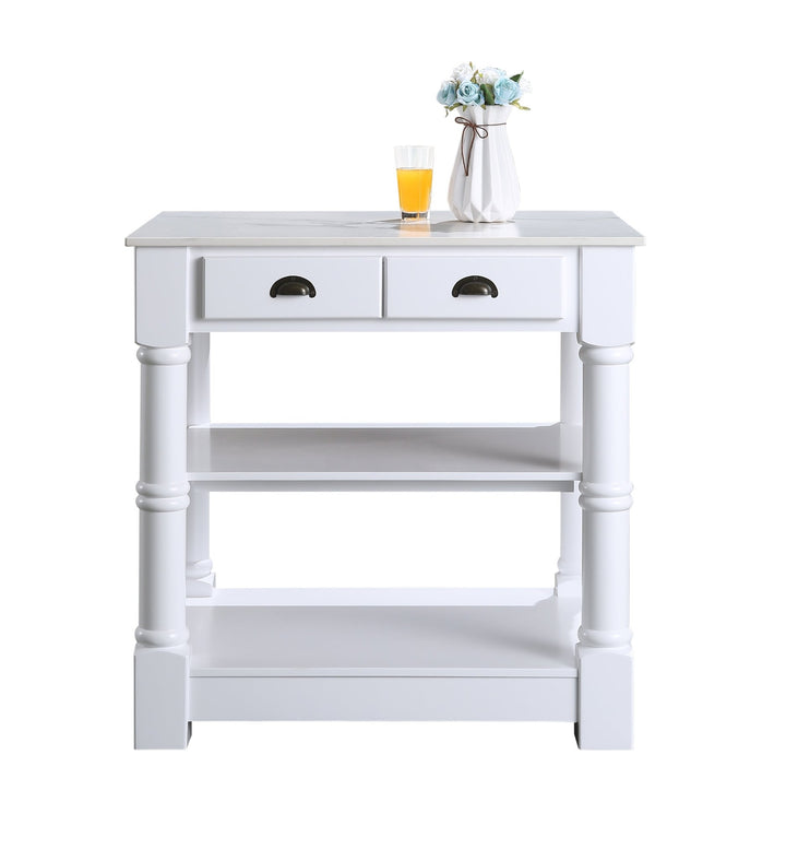 Monterey 36 " Kitchen Island With Sintered Stone Countertop in White - Design Element Bath Kitchen - Kitchen Island - 