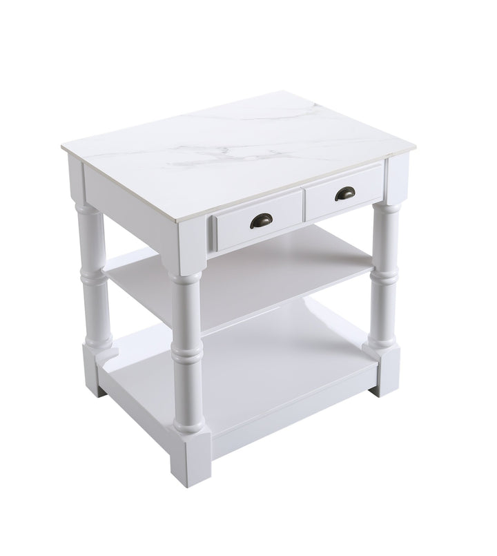 Monterey 36 " Kitchen Island With Sintered Stone Countertop in White - Design Element Bath Kitchen - Kitchen Island - 