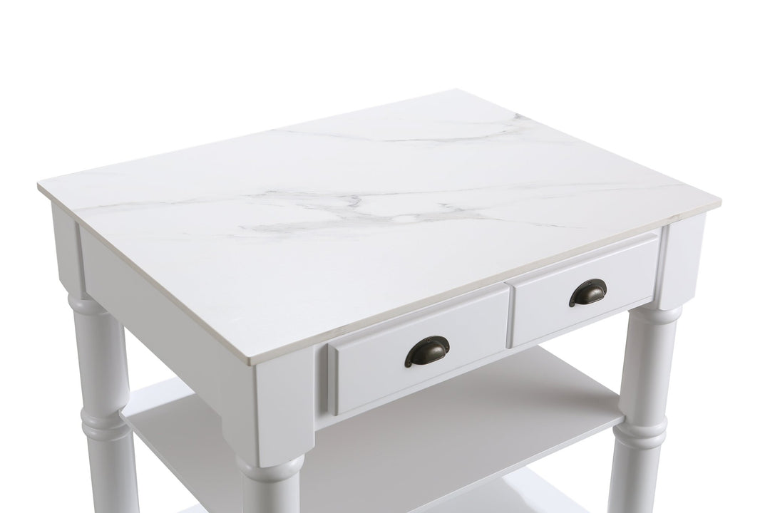 Monterey 36 " Kitchen Island With Sintered Stone Countertop in White - Design Element Bath Kitchen - Kitchen Island - 