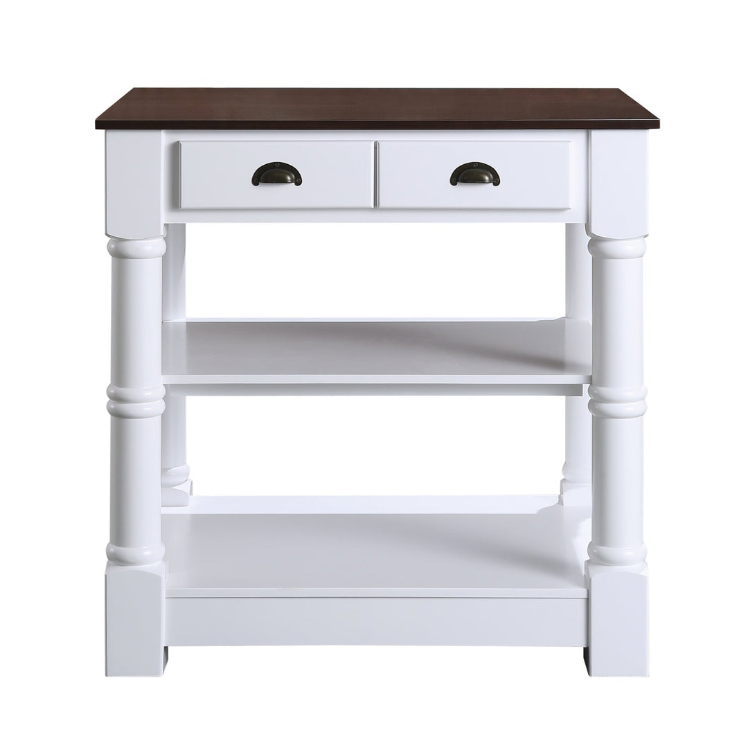 Monterey 36 " Kitchen Island With Dark Walnut Veneered Wood Countertop in White - Design Element Bath Kitchen - Kitchen Island - 