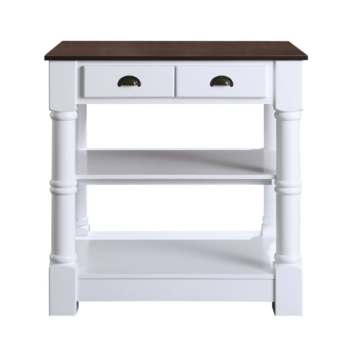 Monterey 36 " Kitchen Island With Dark Walnut Veneered Wood Countertop in White - Design Element Bath Kitchen - Kitchen Island - 