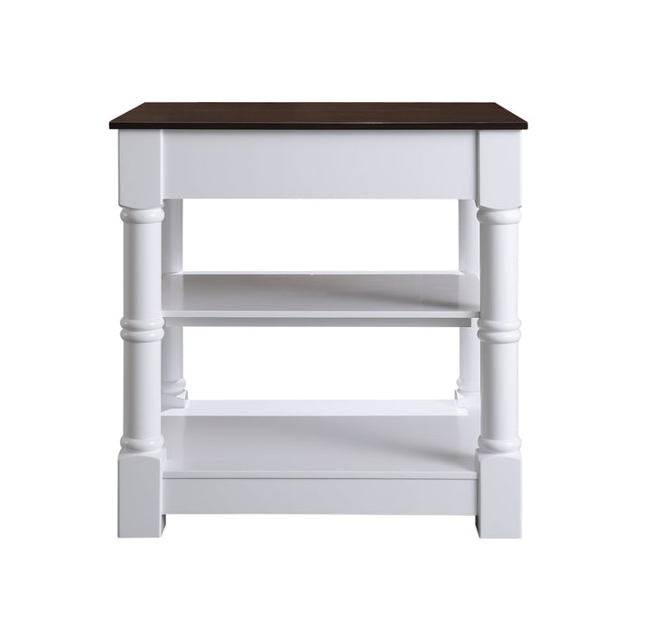 Monterey 36 " Kitchen Island With Dark Walnut Veneered Wood Countertop in White - Design Element Bath Kitchen - Kitchen Island - 