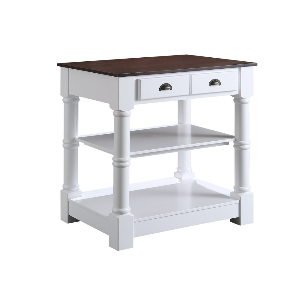 Monterey 36 " Kitchen Island With Dark Walnut Veneered Wood Countertop in White - Design Element Bath Kitchen - Kitchen Island - 