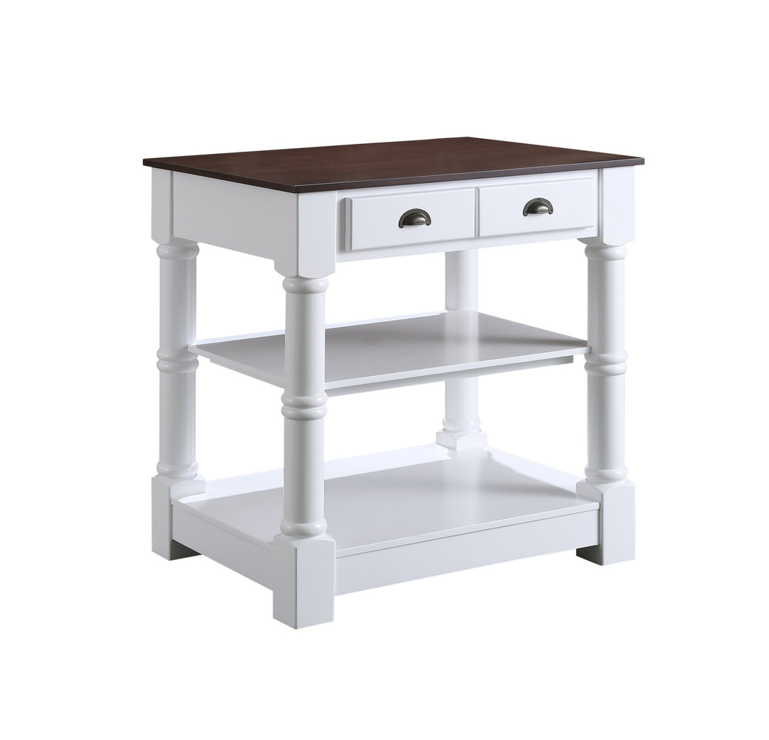Monterey 36 " Kitchen Island With Dark Walnut Veneered Wood Countertop in White - Design Element Bath Kitchen - Kitchen Island - 