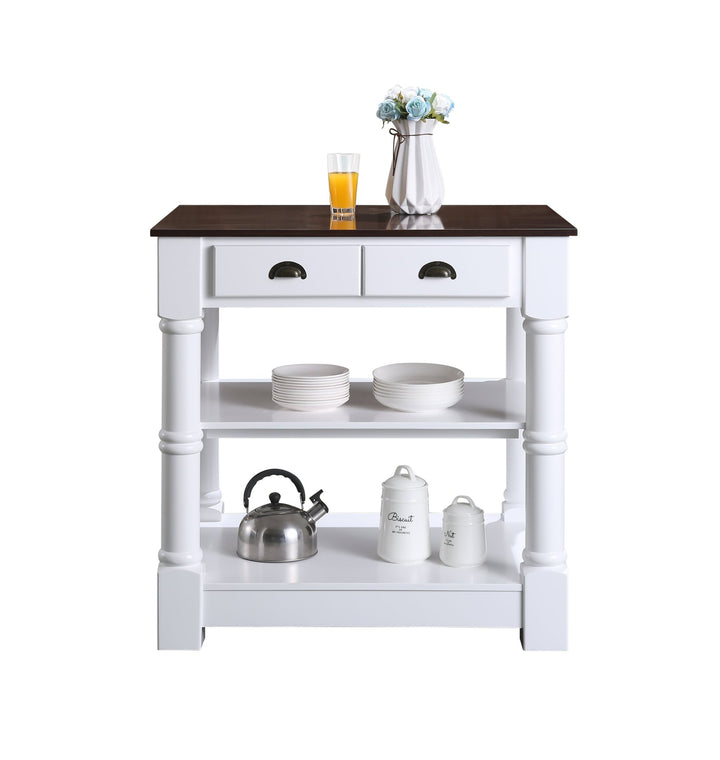 Monterey 36 " Kitchen Island With Dark Walnut Veneered Wood Countertop in White - Design Element Bath Kitchen - Kitchen Island - 
