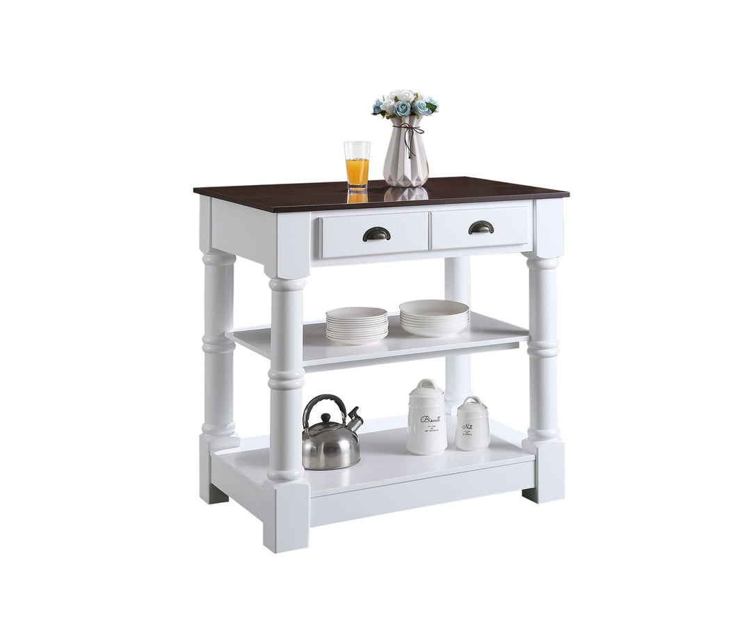 Monterey 36 " Kitchen Island With Dark Walnut Veneered Wood Countertop in White - Design Element Bath Kitchen - Kitchen Island - 