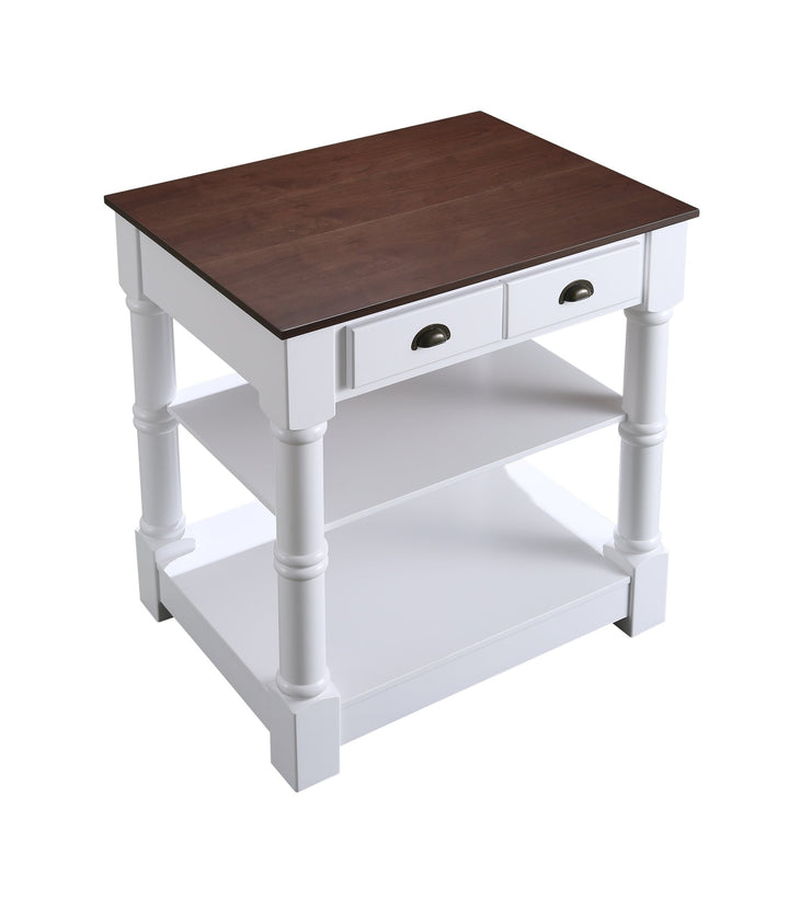 Monterey 36 " Kitchen Island With Dark Walnut Veneered Wood Countertop in White - Design Element Bath Kitchen - Kitchen Island - 