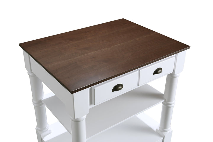 Monterey 36 " Kitchen Island With Dark Walnut Veneered Wood Countertop in White - Design Element Bath Kitchen - Kitchen Island - 